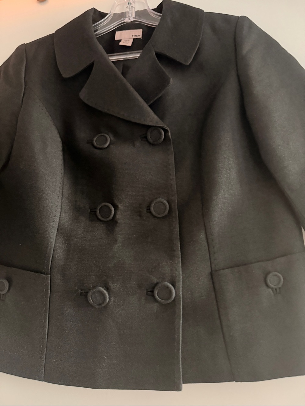 H&M Black Double-Breasted Cropped Peacoat Jacket - Picture 2 of 4